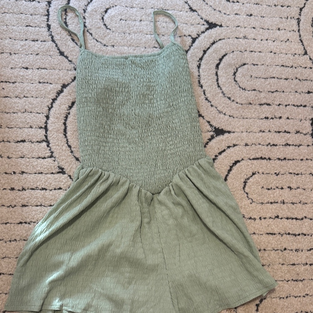 SHEIN Kids Olive Green Smocked Romper